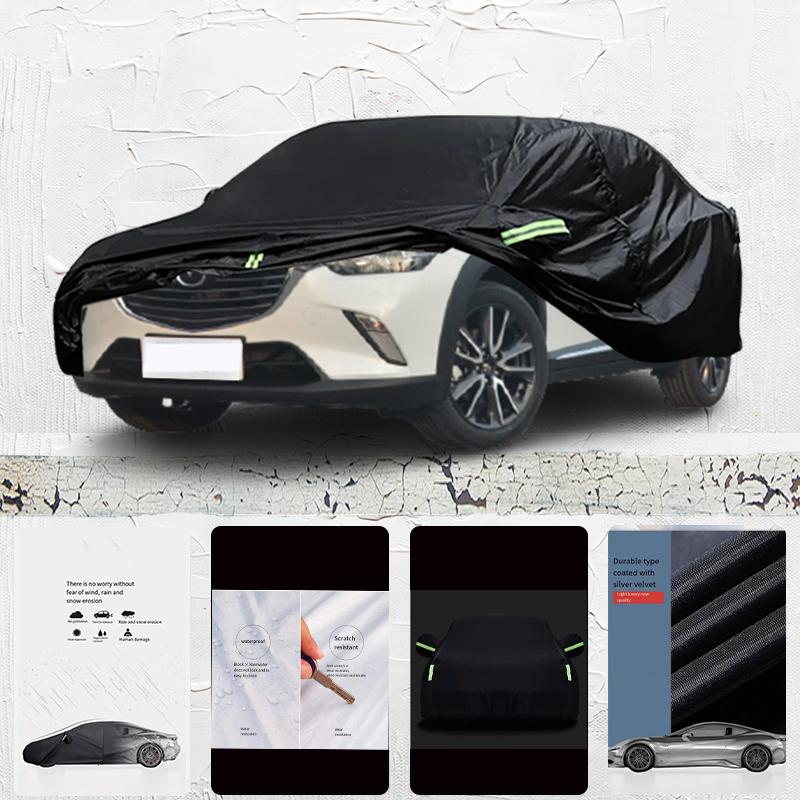 Für Mazda CX-3 Anti-UV Sonnenschutz Regen Schnee Beständig Staubdicht Schwarze Abdeckung Auto-Regenschirm Vollständige Autoabdeckung Outdoor-Schutz