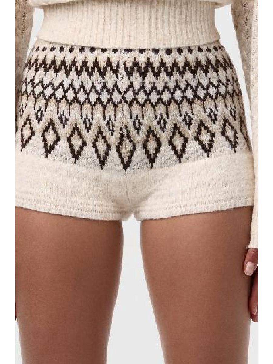 

Retro Plaid Knit Sweater & Shorts Set for Women Medium