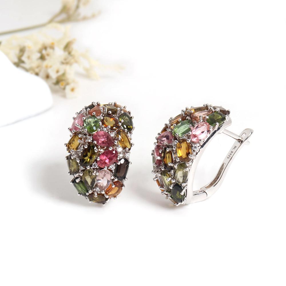 

Роскошные драгоценные натуральные разноцветные серьги с турмалином Редкие благородные женские серебряные украшения S925 Подарок на годовщину и свадьбу L жёлтый