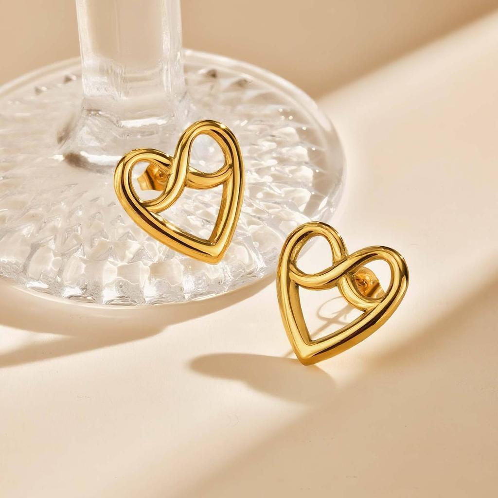 Edelstahl ns einfache alkalische Wasser Knoten Herzform Unendlichkeitszeichen 8-Zeichen Ohrstecker Design Brotknoten ES-726