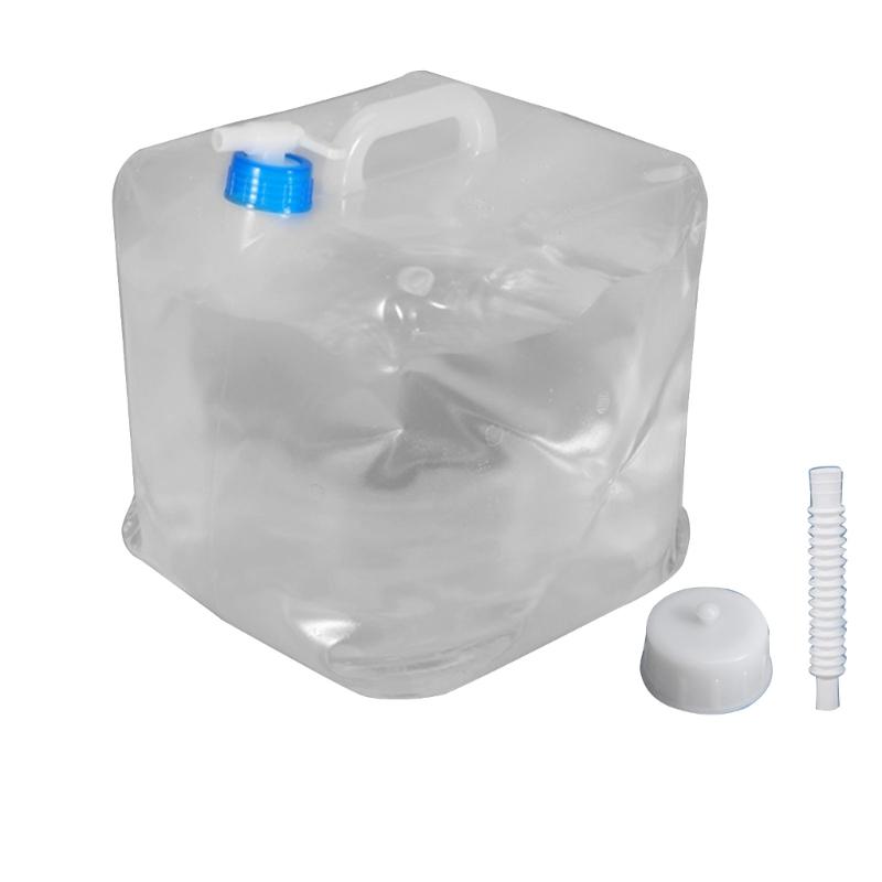 Portable Collapsible Water Container with Spigot BPA Free Water Storage Jugs Foldable Water Bucket for Outdoor Camping прозрачный