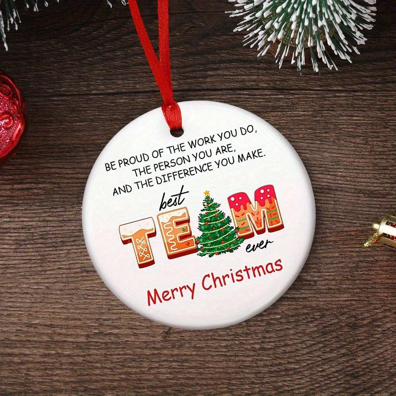 1 szt. "Bądź dumny z pracy, którą wykonujesz, Najlepszy zespół w historii, Wesoły " Okrągła ceramiczna dekoracja domu, Zawieszka na choinkę, okno, kominek, do ogrodu