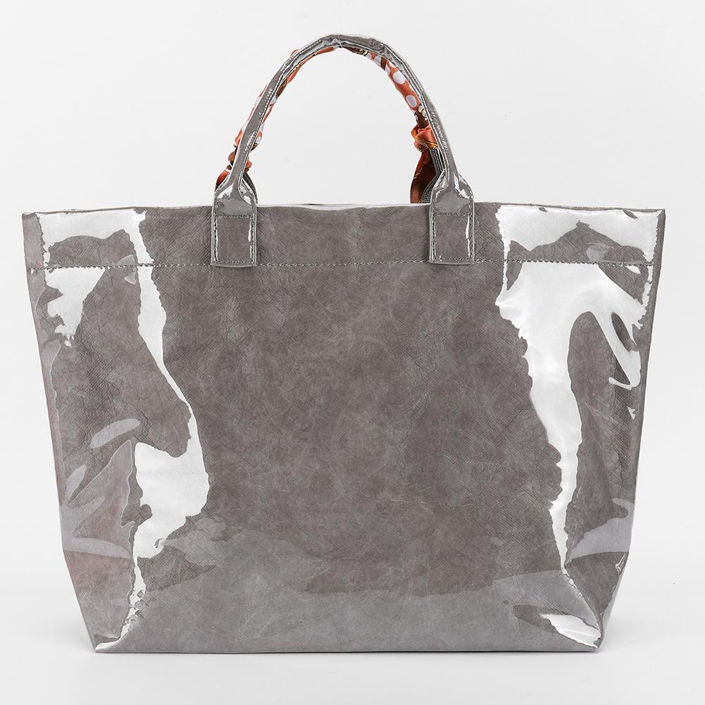 

PVC Tote Bag Hobo Bag Letters Print Clear Plastic Handbag Large Shopping Bag for Women Shopping Travel серый