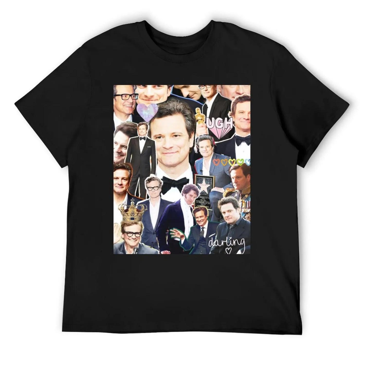 

colin firth collage T-Shirt oversize t-shirts man customizeds anime tshirt slim fit t shirts for men XXXXXL чорний