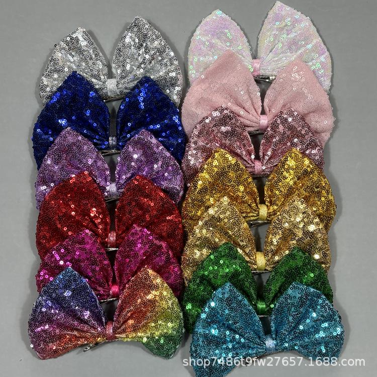 Girls' 3D Sequin Bow Hair Clip for Performances