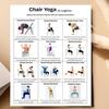 3er Set Stuhl-Yoga-Poster für Senioren, Übungsplan mit geringer Belastung zum Dehnen für ältere Menschen, Anleitung für das morgendliche Training im Sitzen für Flexibilität