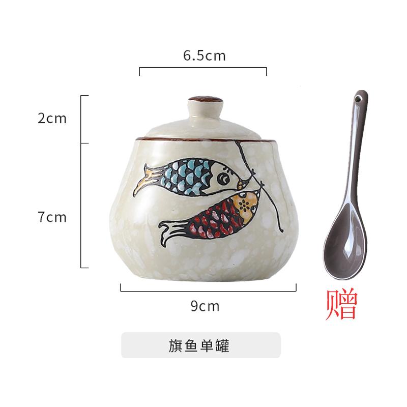 Creative Hand-painted Ceramic Seasoning Jar Set Soy Sauce Pot Kitchen Salt Sugar Pepper Storage Jar Home Condiment Spice Jar