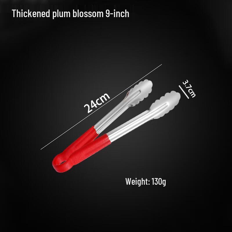 HANDUNYOU 9-inch Heavy-Duty Stainless Steel Food Tongs with Plum Blossom Handle (10-Pack)