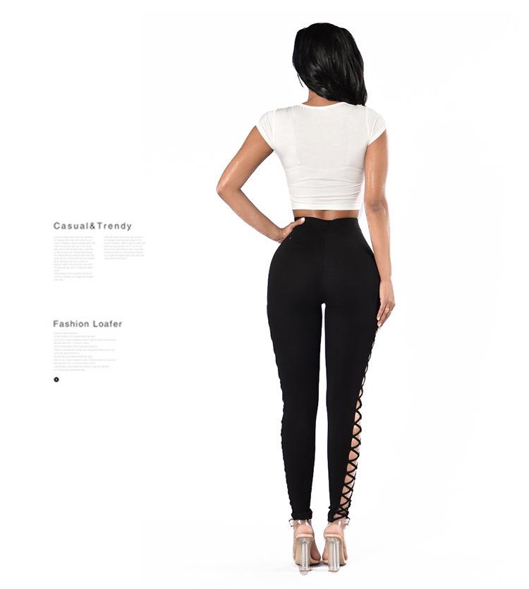 Meiluoshi Snøring Kryss-Side Leggings - Ny Europeisk & Amerikansk Stil for Vår/Høst, Perfekte Dame-Utfluktsbukser.