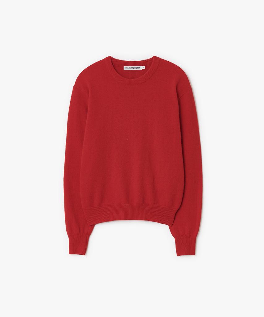 SUNBURNPROJECT Cashmere Basic Round Knit, Red