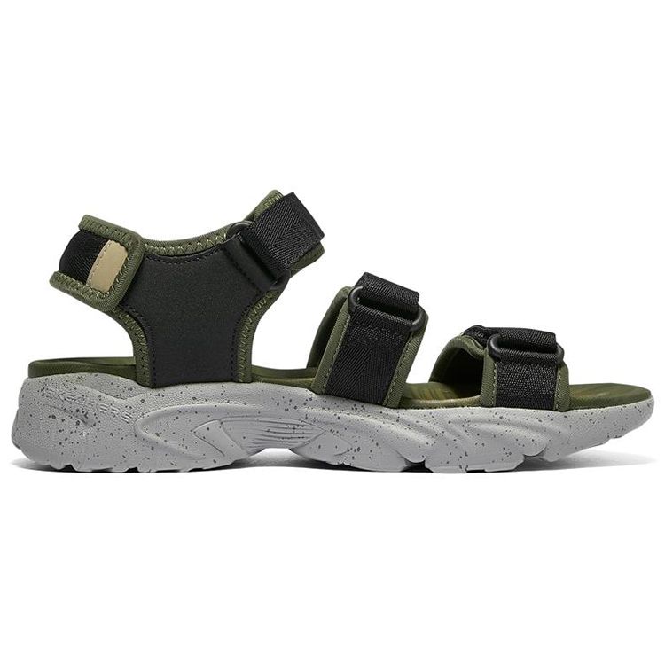 Skechers Stamina Sandal Lightweight Non-Slip Velcro Sandals Men Sandals Green Black 237197-OLBK