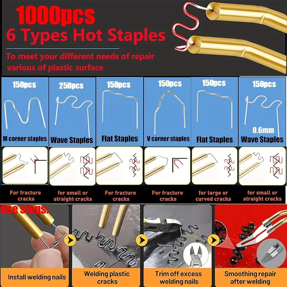 Plastic Welding Kit Repair Welder Kit Hot Stapler for Car Bumper Cracks, Kayaks, Plastic Toys