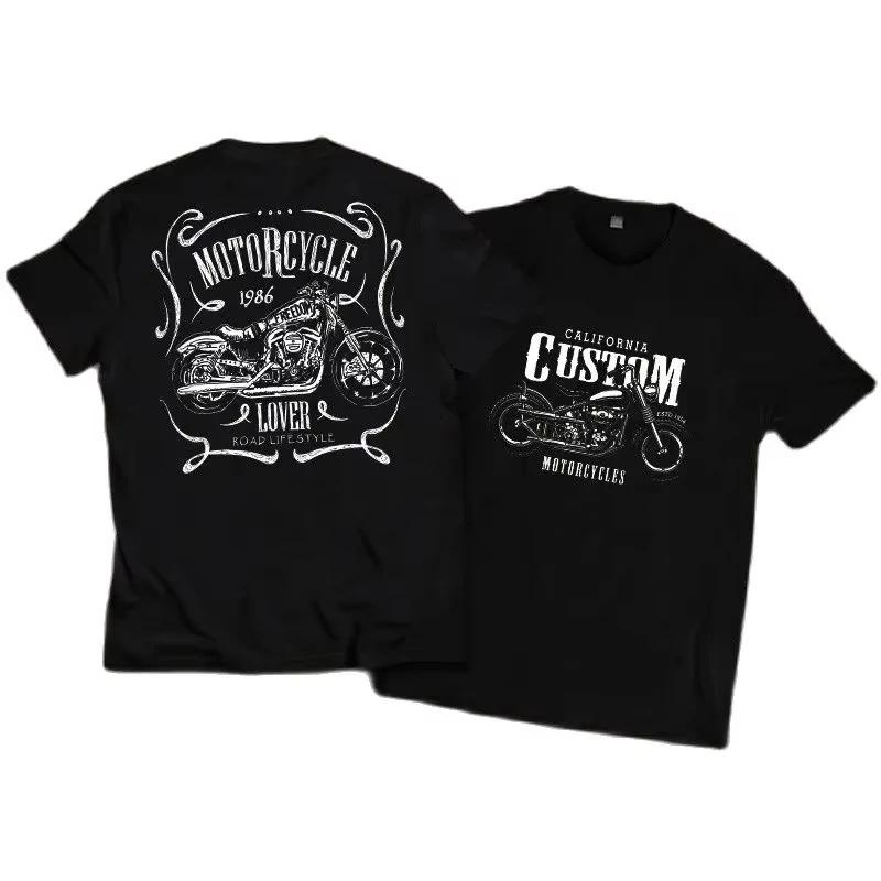 Tricou Bărbați Gât Rotund Mărimi Mari Mânecă Scurtă Bumbac Pur Unisex Rock American Retro Harley Motocicletă Imprimat Topuri Largi Tricou