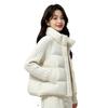 Simple style fake two-piece cotton-padded coat women's twist knitted sleeves stand-up collar short winter coat direct supply