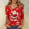 3/4 Sleeve Shirts For Women Print Christmas Tees Blouses Casual Plus Size Basic Tops Pullover