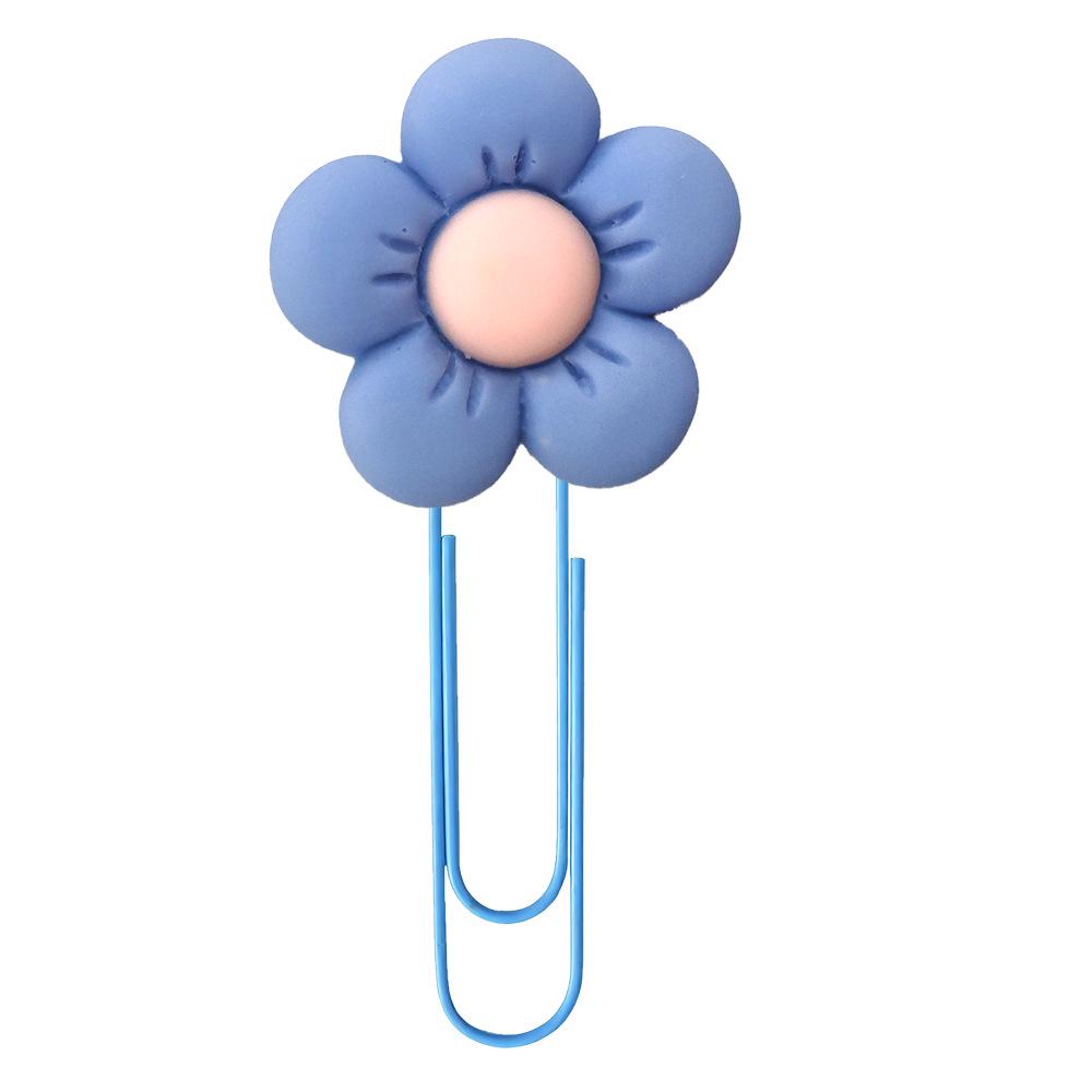 Anime-Style PVC Flower Paper Clip Bookmark - Cute Office Stationery