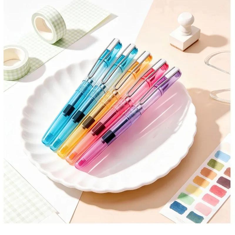 BANMI Colorful Transparent Fountain Pen Multi-hued Ergonomic Writing Pen for Correct Posture Office School Supplies Stationery