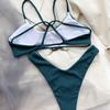 Damsexig Bikini med Korsrygg Tvådelad Baddräkt