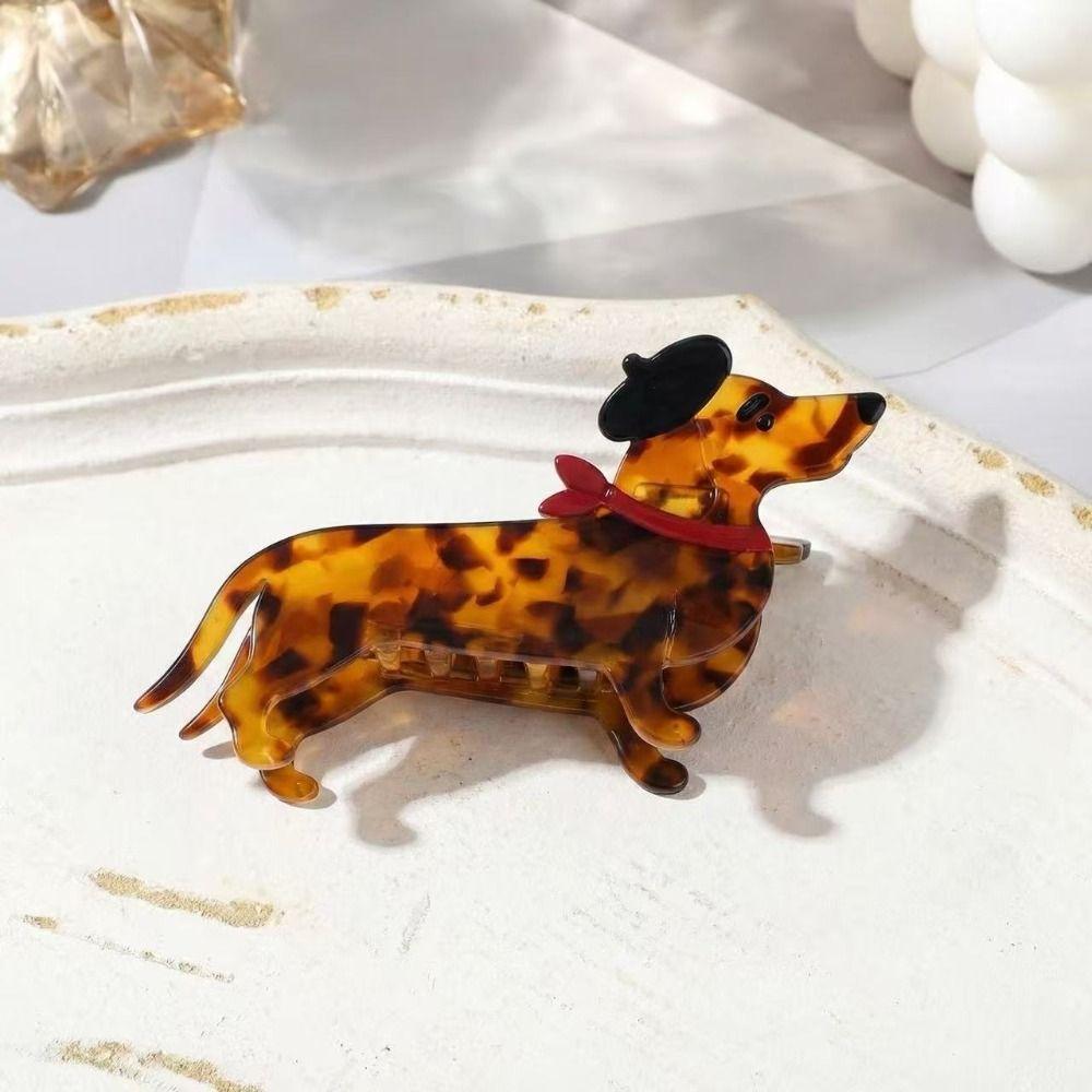 Essigsäure Dackel Hundehaarspange Groß Cartoon Haarspange Mode Dackel Haarkralle Streetwear