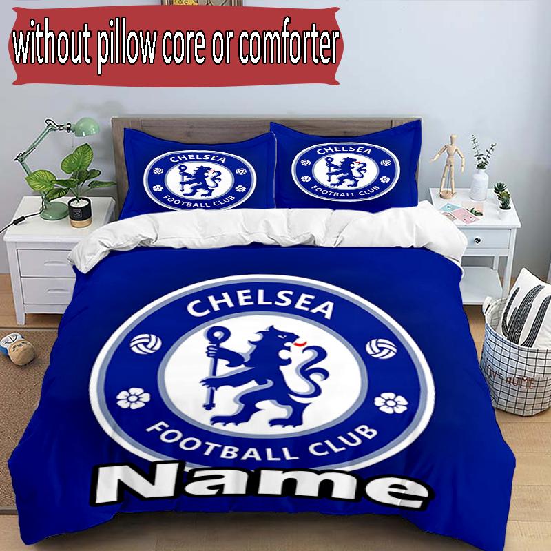 3'lü Nevresim Takımı (1*Nevresim Kılıfı + 2*Yastık Kılıfı, Çekirdeksiz), Özel İsimli Chelsea F.C Desenli Nevresim Takımı, Ev Yatak Odası Dekorasyon Hediyesi