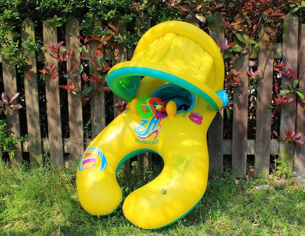 Portable Mother Children Inflatable Swim Circle Safety Swimming Ring Seat Float Kids Water Play Games Swim Trainer Toy Set жёлтый