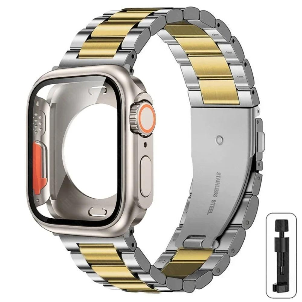 Strap+Case for Apple Watch 11 10 42mm 46mm 9 8 7 41mm 45mm Metal Band PC Case For  iWatch Series 6 5 4 SE 40mm 44mm Watchband