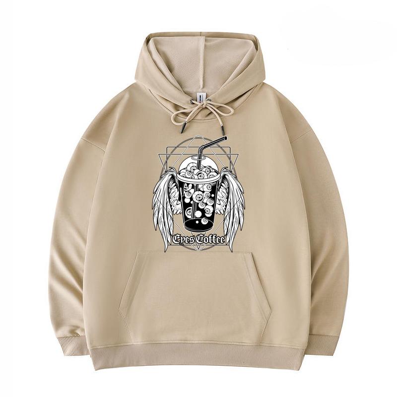 

Men s Hoodies Eyes Coffee Print Funny Harajuku Style Twill imitation cotton Hoodies