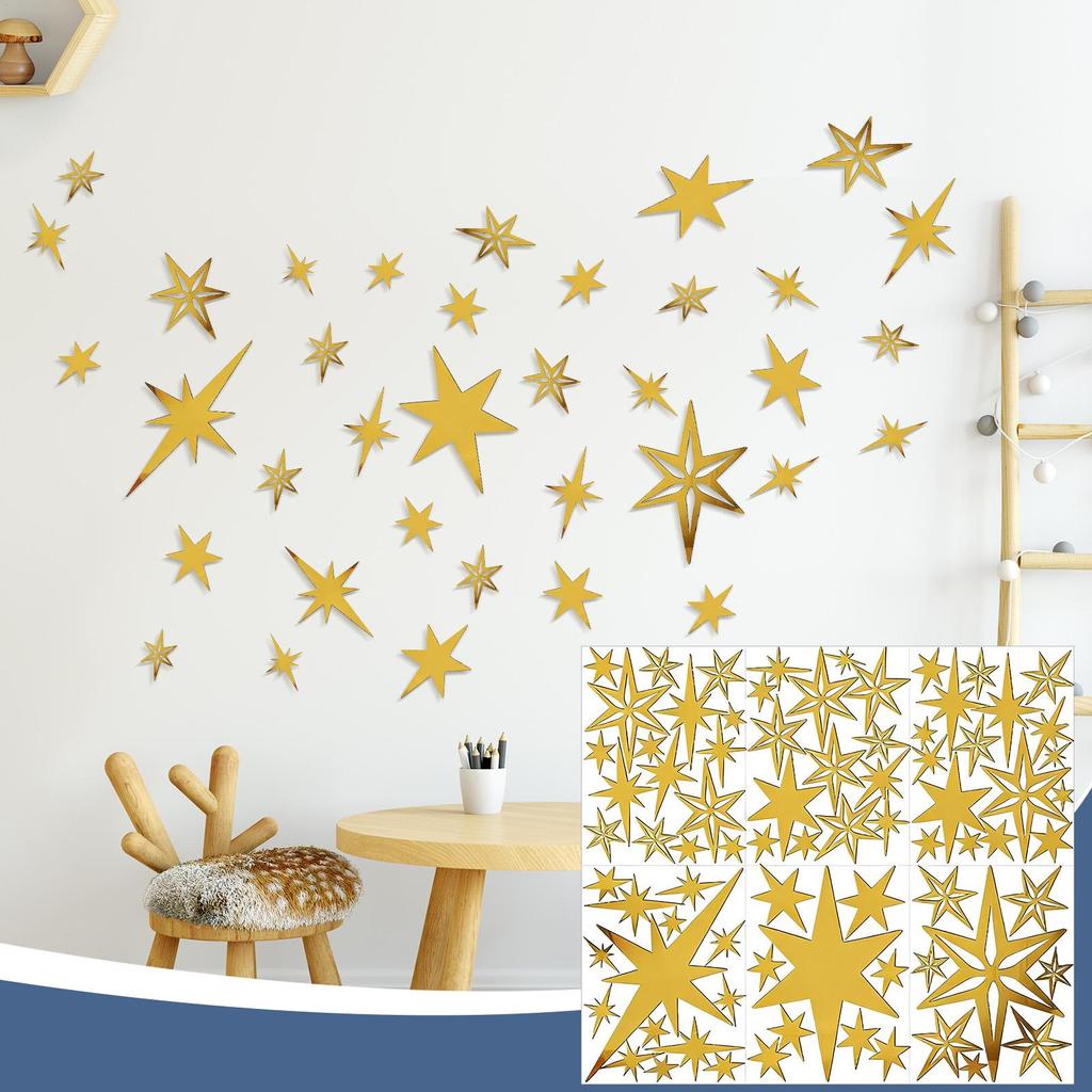Star Wall Decals 78 Pieces 2D Removable Ornament Wall Decor Stickers For Ceiling Bedroom Study Room Living Room Christmas
