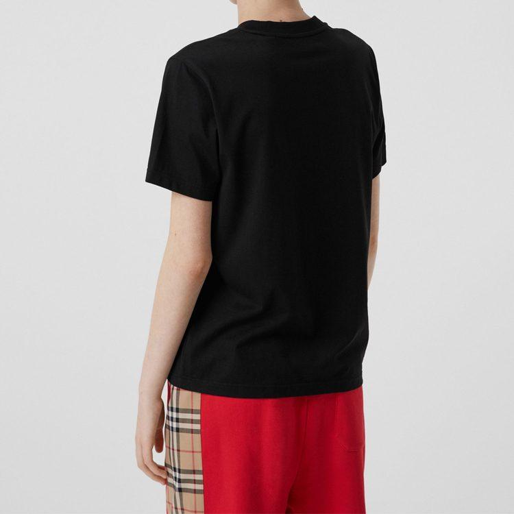 Burberry T Shirts Women's Black Crew Neck Moderate Straight Fit 80246261