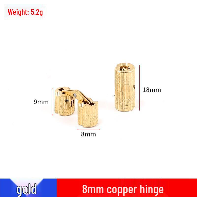 Pure Copper Concealed Flip-Up Hidden Hinge - Cylindrical Bucket Design