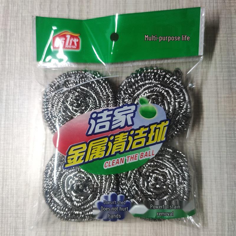 Four-Pack Stainless Steel Wire Cleaning Balls for Kitchens 8g