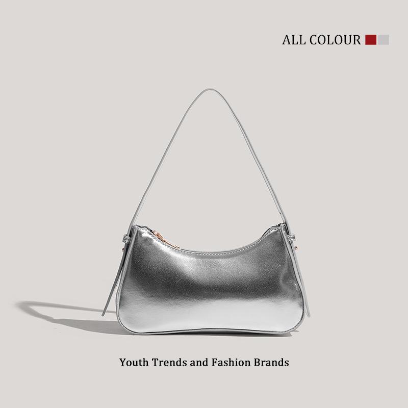 

Серебристая сумка подмышку в стиле легкой роскоши, женская новая модная универсальная сумка через плечо, нишевая высококлассная сумка для通勤 серебряный