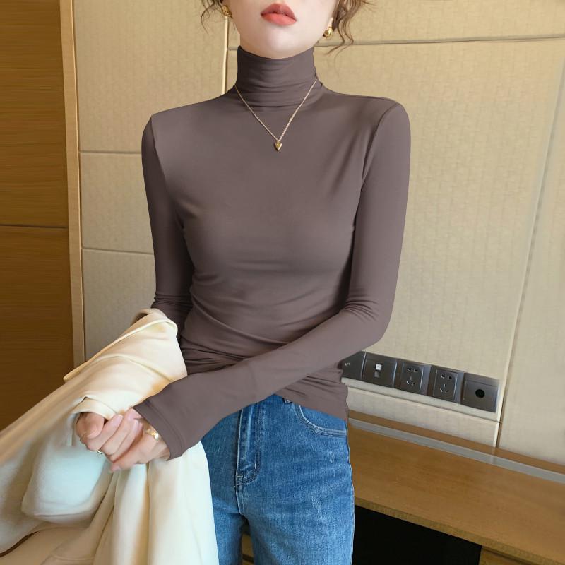 Modal High Neck Turtleneck Base Layer for Women: Elegant Long Sleeve Top for Spring, Autumn, Winter