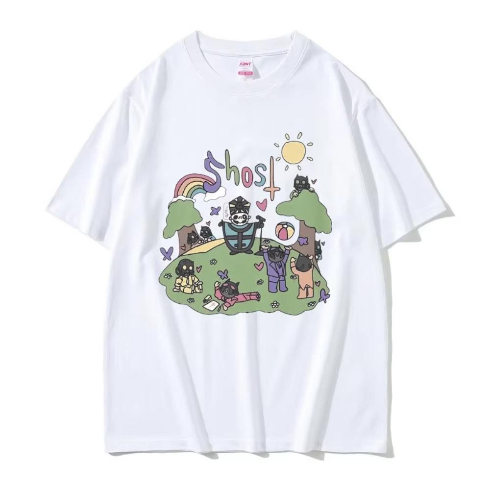 Cartoon Style Rock Ghost Band Graphic T-shirt Summer Mael Fashion Oversized T Shirts Men's Women Gothic Vintage Metal Rock Tees