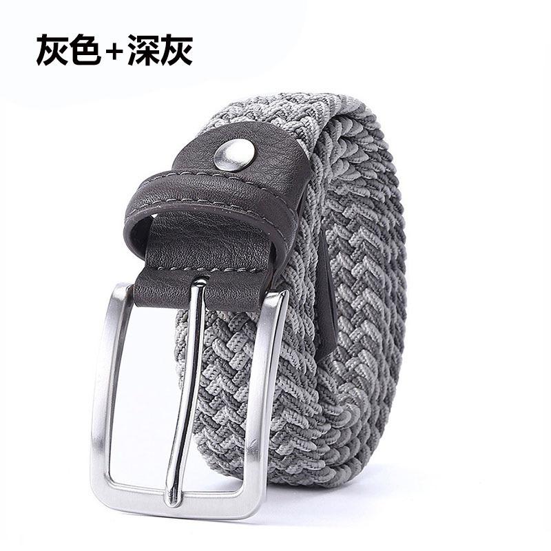 Men'S Belt Braided Elastic Belt Non-Porous Belt Men'S And Women'S Pin Buckle Elastic Belt