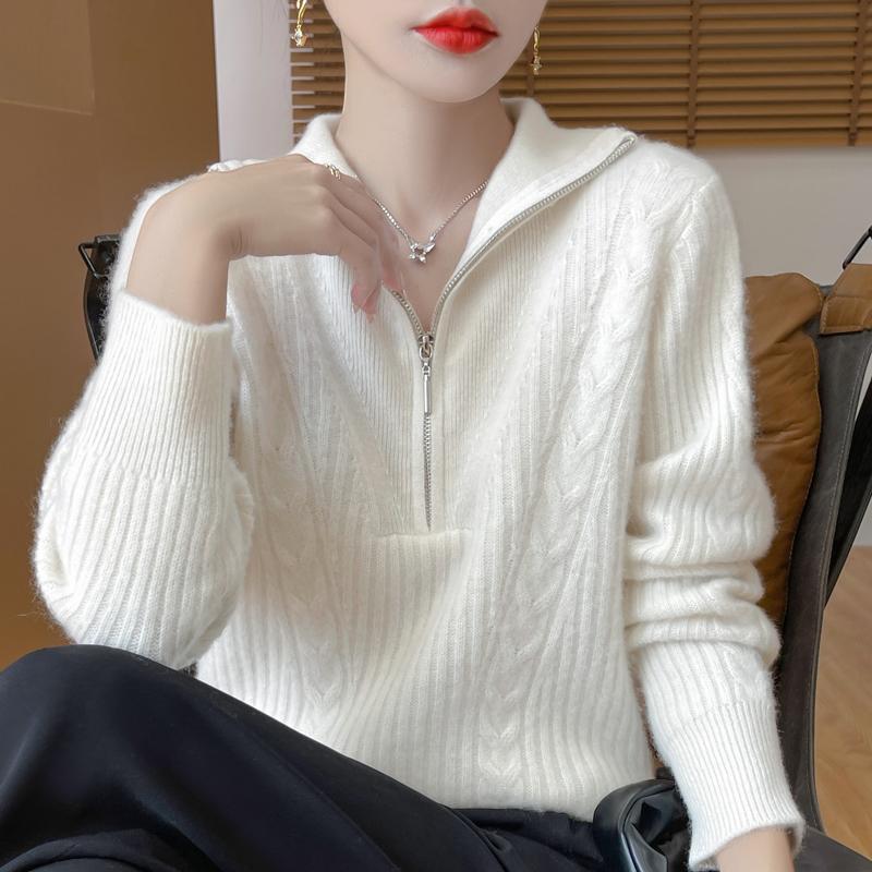 Women's cashmere sweater Qinghe cashmere 30% cashmere 70% wool autumn and winter pullover warm and fashionable