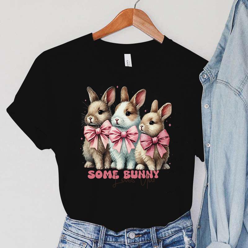 Hot Sales Easter Bunny Loves You T Shirts Women Men Summer Cool Short Sleeves Personality Harajuku T-Shirt