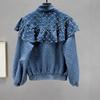 Heavy Industry Diamond-encrusted Denim Jacket Women's Spring New Loose and Thin European Ruffle Edge Splicing Top Trendy Brand