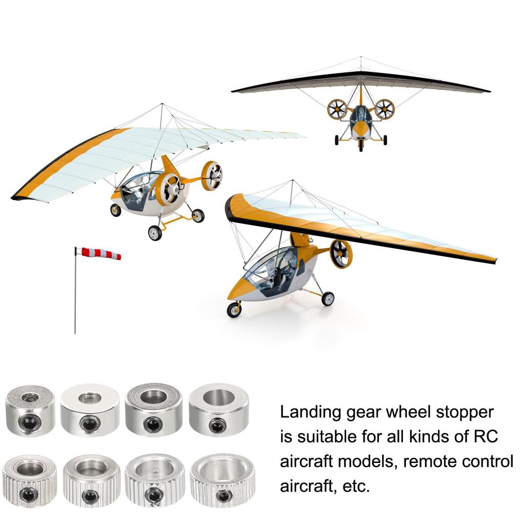 uxcell 10pcs Landing Gear Stoppers, 2.55x7mm0.1x0.28inch, Airplane Wheel Collar Blocks with Wrench for RC Airplane Models and Remote Control Aircraft