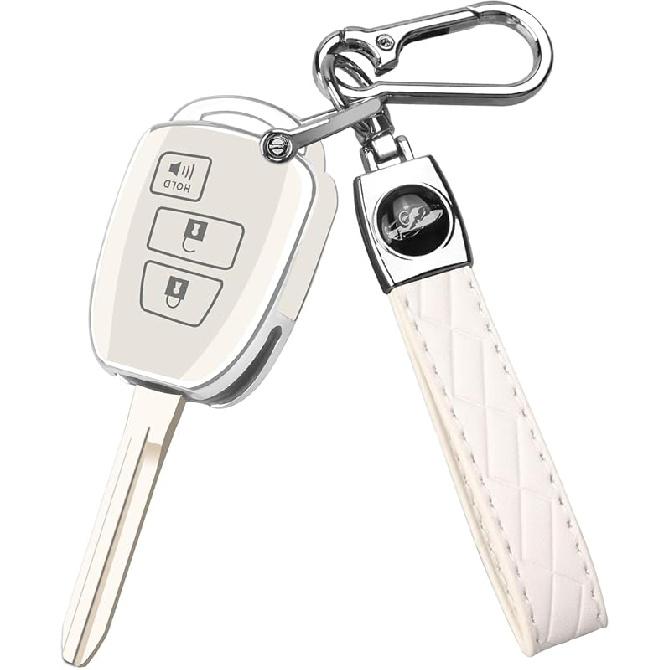 QBUC for Toyota Key Fob Cover with Keychain,Soft TPU Full Protection key fob cover Fit for Toyota 4Runner Corolla Tacoma etc