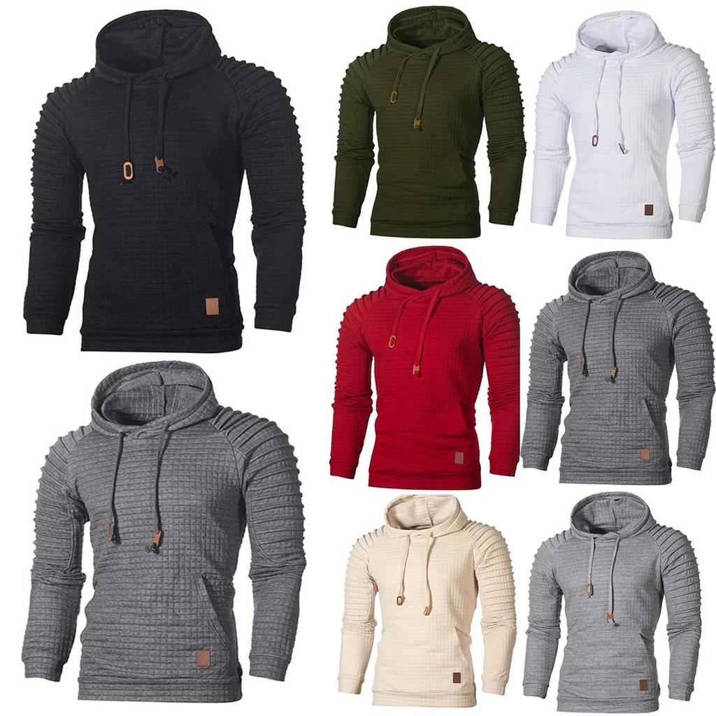 Men's Winter Hooded Polka Dot Casual Sports Cardigan Sweatshirt Long Sleeves