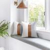 Pu+linen Linen Stitching Pillowcase Sofa Waist Cushion Pillow Cover Stripe Simple Cushion Case
