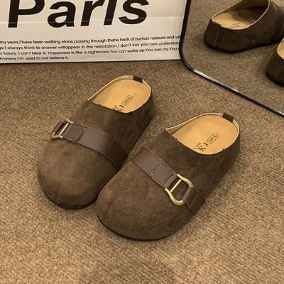 Fashion Thicken Soled Platform Slides Ladies Flats Clogs Sandals Comfy Slip On Cork Slippers Woman Flock Pantuflas Cover Toe Mules Shoes