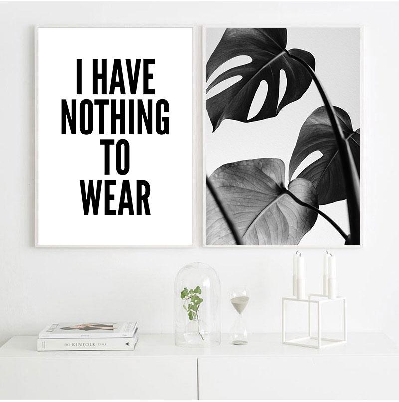 Tuval Boyama Ev Dekor İskandinav Siyah Beyaz Kalp Palmiye Yaprağı Tüy Resimleri Baskılar Duvar sanat posterleri Oturma Odası Için Modüler Hiçbir Çerçeve