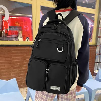 Schoolbag Backpack Women's Korean Edition Fashion Large Capacity Multi-Pocket School Bag Middle School Student College Student Burden Reduction 