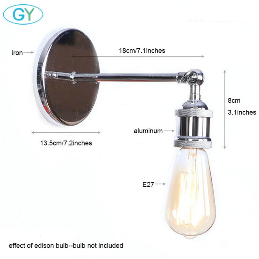

Хромированная отделка Винтажный промышленный настенный светильник Loft Metal E27 Настенный светильник Retro Deco Лестница Коридор Балкон Ванная комната Освещение туалетного столика