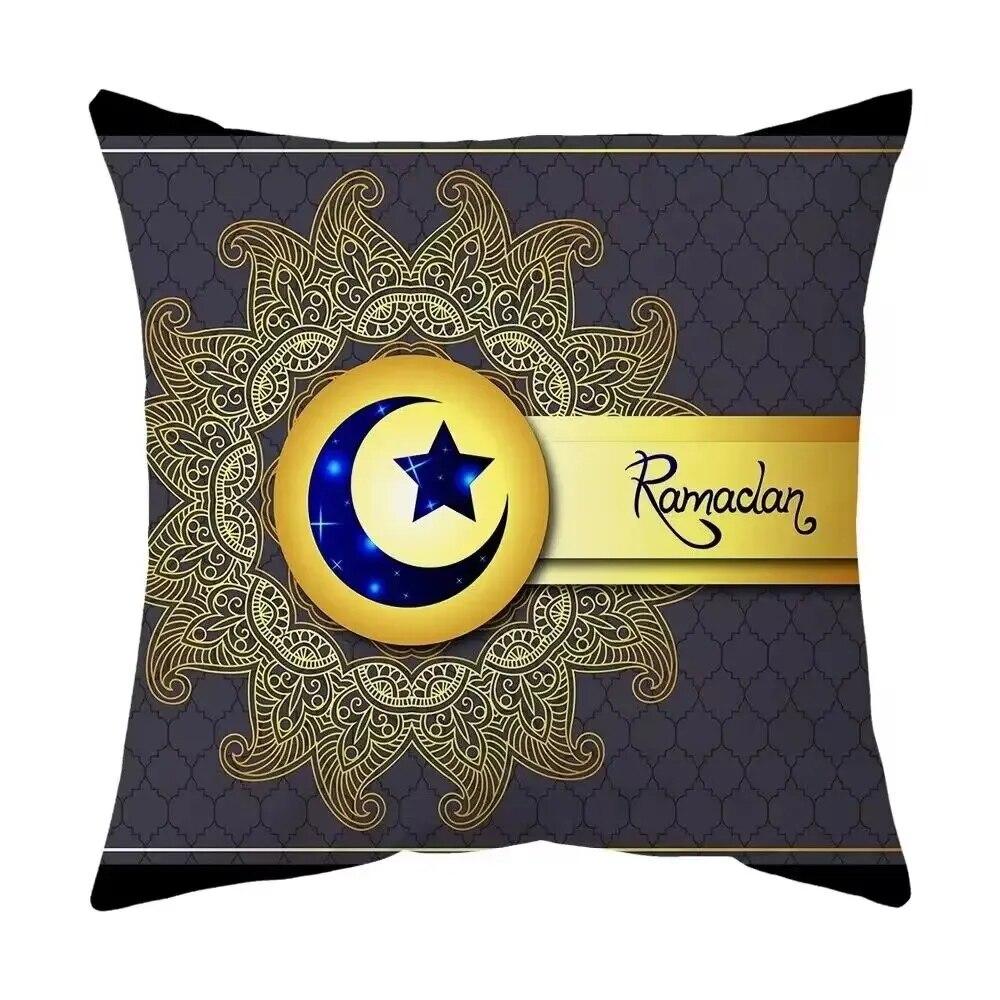 2024 Eid Mubarak Pillowcase Short Plush Comfortable Cushion Cover Islamic Ramadan Decorative Mosque Muslim Pillowcase Gift