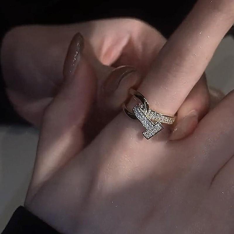 Inel Geometric cu Zircon Placat cu Aur - Modă High-End în Stil Coreean pentru Degetul Arătător