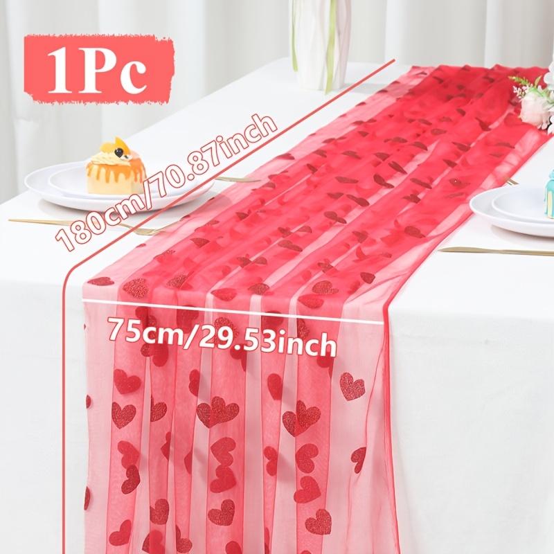 

1Pcs Valentine s Day Red Heart Net Table Flag Bridal Party Table Decoration Anniversary Party Supplies 75x180cm
