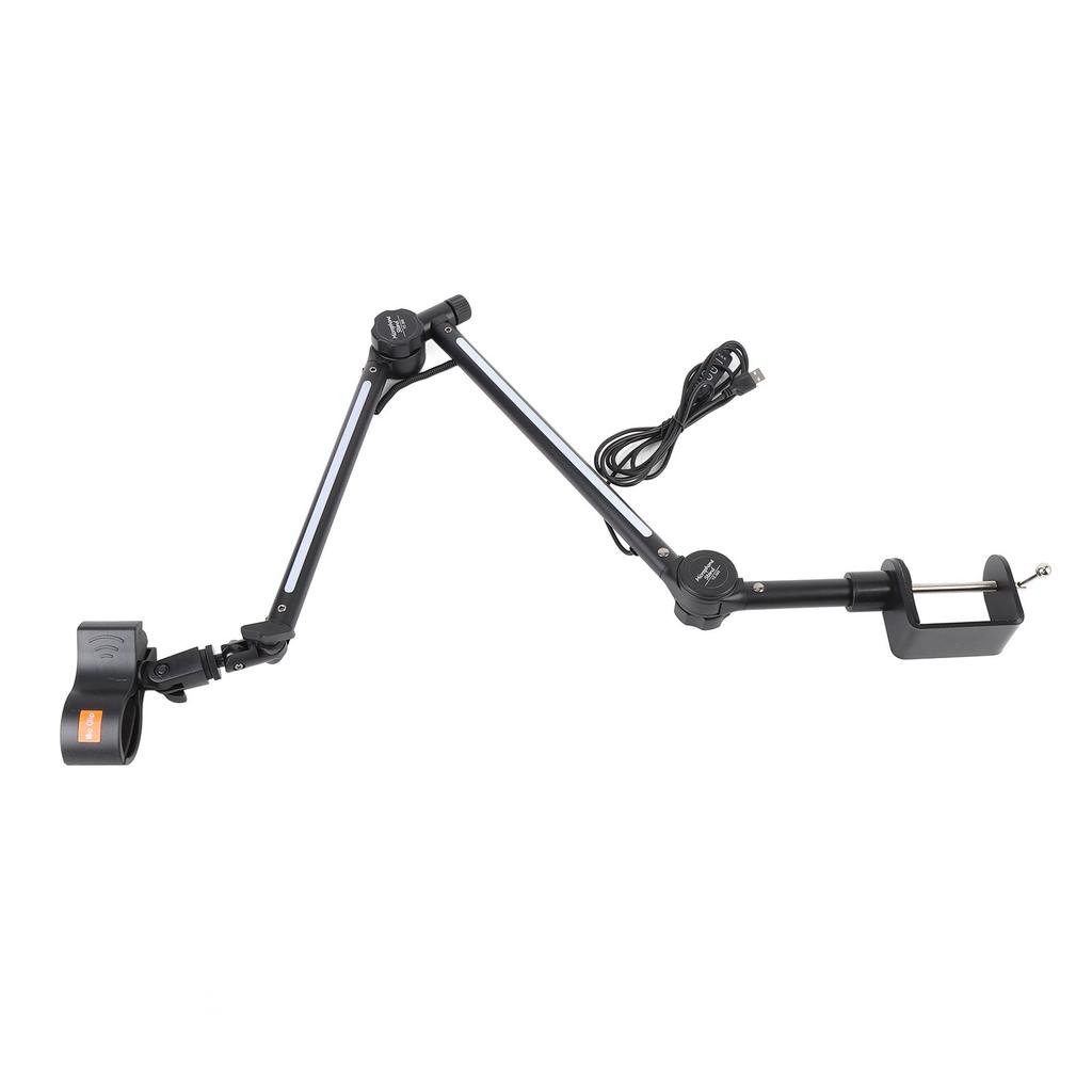 Desk Microphone Stand 360 Degree Adjustable Metal Boom Arm Mic Stand with RGB Light for Live Gaming